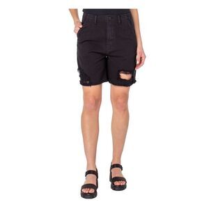 EARNEST SEWN NEW YORK Womens Black Denim Zippered Hems High Waist Shorts 28
